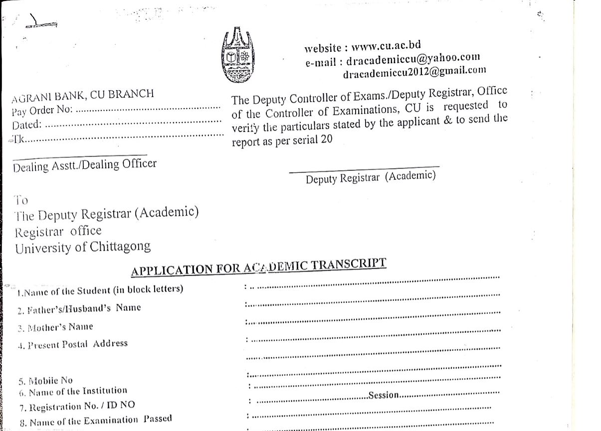 Academic Transcript CU